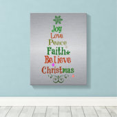 Farbenfrohe Weihnachtsbaumwörter Leinwanddruck (Insitu (Holzboden))