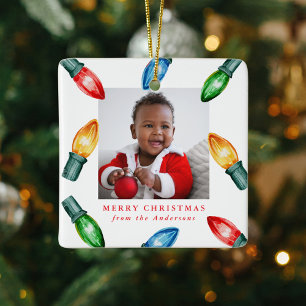 Farbenfrohe Weihnachtsbeleuchtung 2 Foto Keramikornament