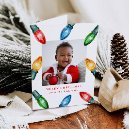 Farbenfrohe Weihnachtsbeleuchtung 3 Foto Feiertagskarte