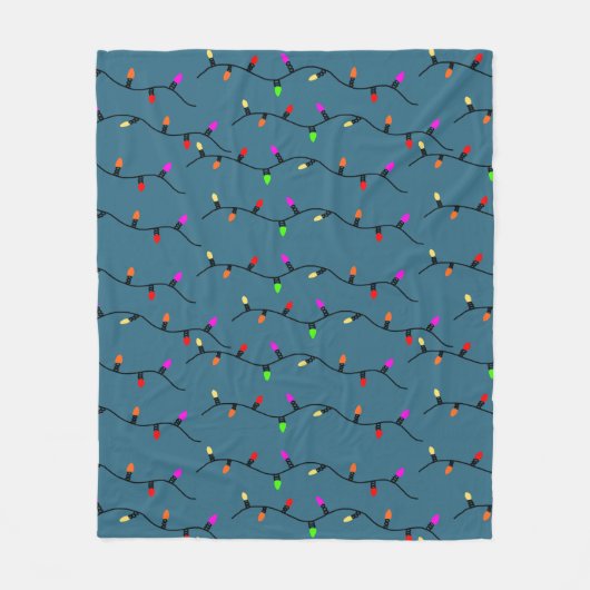 Farbenfrohe Weihnachtsbeleuchtung auf blau Fleecedecke (Vorderseite)