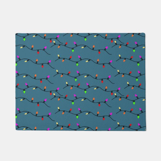 Farbenfrohe Weihnachtsbeleuchtung auf blau Fußmatte (Vorderseite)