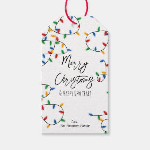 Farbenfrohe Weihnachtsbeleuchtung Einfach Minimal Geschenkanhänger