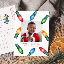 Farbenfrohe Weihnachtsbeleuchtung Foto Feiertagspostkarte