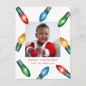 Farbenfrohe Weihnachtsbeleuchtung Foto Feiertagspostkarte (Vorderseite)