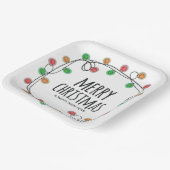 Farbenfrohe Weihnachtsbeleuchtung Frohe Weihnachts Pappteller (Gewinkelt)