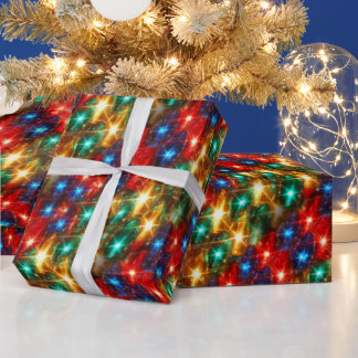 Farbenfrohe Weihnachtsbeleuchtung Geschenkpapier
