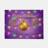 Farbenfrohe Weihnachtsbeleuchtung & Goldene Orname Fußmatte (Vorderseite)