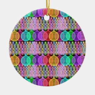 Farbenfrohe Weihnachtsbeleuchtung Keramik Ornament