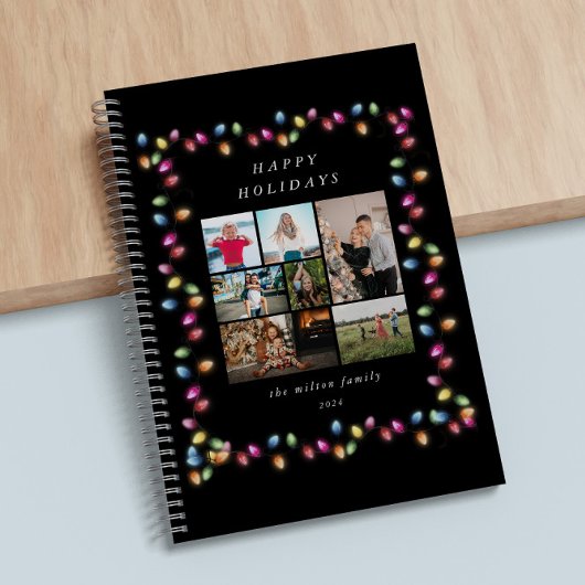 Farbenfrohe Weihnachtsbeleuchtung Mehrfach-Foto-No Notizblock
