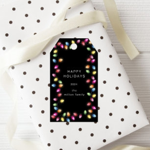 Farbenfrohe Weihnachtsbeleuchtung Monogram-Geschen Geschenkanhänger