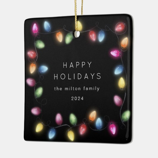 Farbenfrohe Weihnachtsbeleuchtung Monogram Keramikornament (Links)