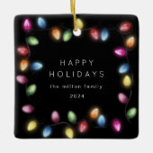 Farbenfrohe Weihnachtsbeleuchtung Monogram Keramikornament (Vorderseite)