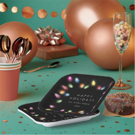 Farbenfrohe Weihnachtsbeleuchtung Monogram Pappteller