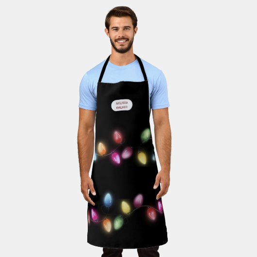 Farbenfrohe Weihnachtsbeleuchtung Monogram Schürze (Getragen)