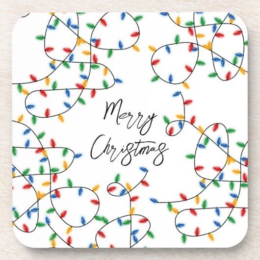 Farbenfrohe Weihnachtsbeleuchtung Muster Getränkeuntersetzer (Vorderseite)