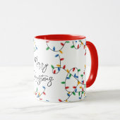 Farbenfrohe Weihnachtsbeleuchtung Muster Tasse (VorderseiteRechts)