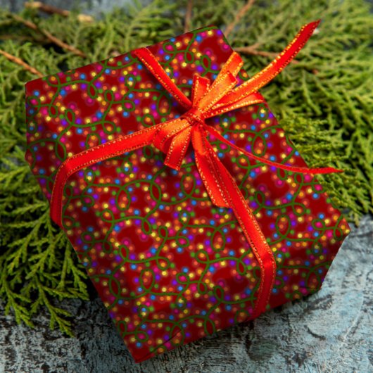 Farbenfrohe Weihnachtsbeleuchtung Niedlich Spaß Mo Geschenkpapier