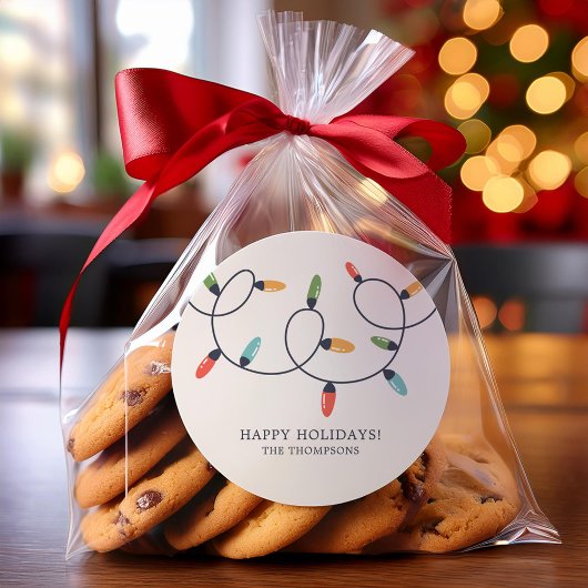 Farbenfrohe Weihnachtsbeleuchtung Runder Aufkleber