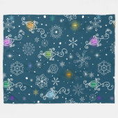 Farbenfrohe Weihnachtsbeleuchtung & weiße Schneefl Fleecedecke (Vorderseite (Horizontal))
