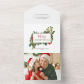 Farbenfrohe Weihnachtsblume mit Label All In One Einladung (Innen Boden)