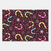 Farbenfrohe Weihnachtscaninen mit Schneeflocken Geschenkpapier Set (Vorderseite 2)