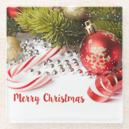 Farbenfrohe Weihnachtsdekorationen Glasuntersetzer