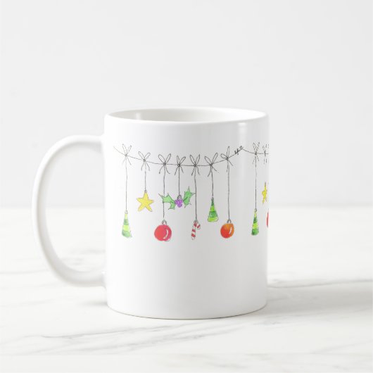 Farbenfrohe Weihnachtsdekorationen Kaffeetasse (Links)