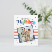 Farbenfrohe Weihnachtsfamilie - Foto Feiertagskarte (Stehend Vorderseite)