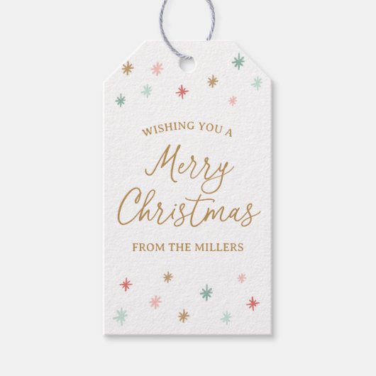 Farbenfrohe Weihnachtsfamilie Geschenkanhänger (Vorderseite)