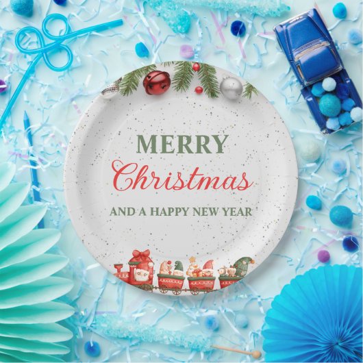 Farbenfrohe Weihnachtsfeier 9" Rundpapier-Platte Pappteller (Party)