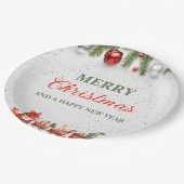 Farbenfrohe Weihnachtsfeier 9" Rundpapier-Platte Pappteller (Schrägansicht)