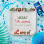 Farbenfrohe Weihnachtsfeier 9"Square Paper Plate Pappteller (Party)