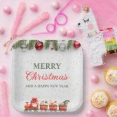 Farbenfrohe Weihnachtsfeier 9"Square Paper Plate Pappteller (Party)