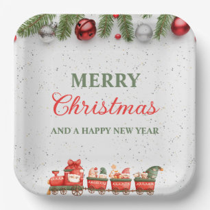 Farbenfrohe Weihnachtsfeier 9"Square Paper Plate Pappteller