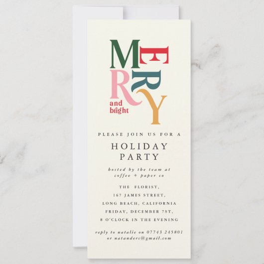 farbenfrohe Weihnachtsfeier Einladung (Vorderseite)