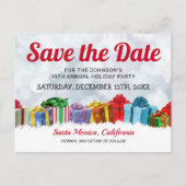 Farbenfrohe Weihnachtsfeier Einladungspostkarte (Vorderseite)