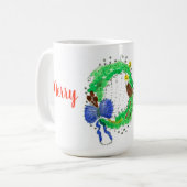 Farbenfrohe Weihnachtsfeier Kaffeetasse (Vorderseite Links)