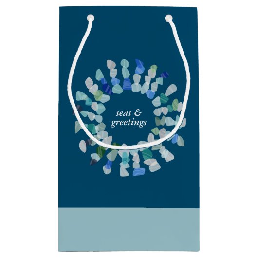 Farbenfrohe Weihnachtsfeier Kleine Geschenktüte (Rückseite)