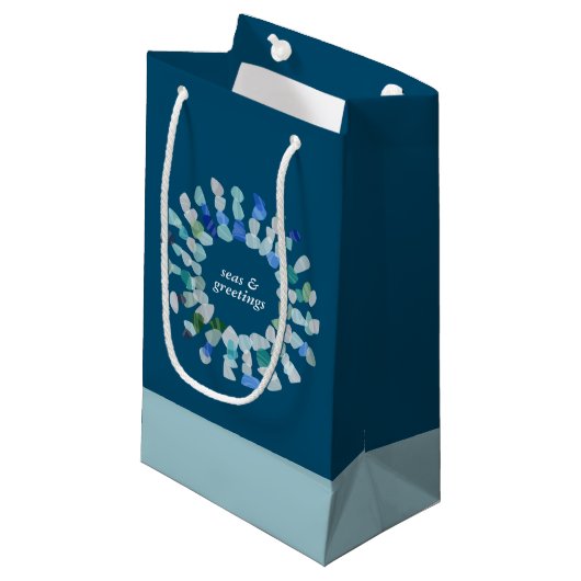 Farbenfrohe Weihnachtsfeier Kleine Geschenktüte (Vorderseite Schrägansicht)