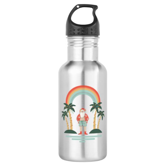 farbenfrohe Weihnachtsfeiertage Edelstahlflasche (Vorderseite)