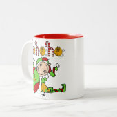 Farbenfrohe Weihnachtsfeiertage Elf Zweifarbige Tasse (Vorderseite Links)