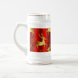 Farbenfrohe Weihnachtsfeiertage in Rot und Gold Bierglas