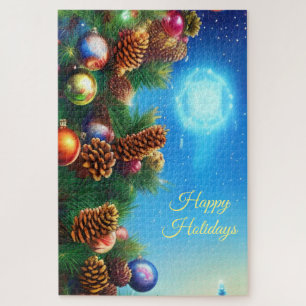 Farbenfrohe Weihnachtsfeiertage Nord Star & Pineco Puzzle