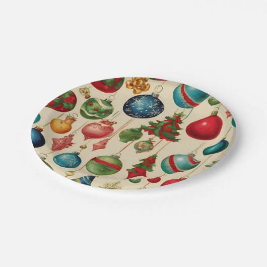 Farbenfrohe Weihnachtsfeiertage Pappteller (Schrägansicht)