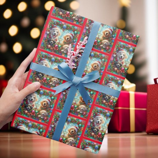 Farbenfrohe Weihnachtsferien Muster für Hunde Geschenkpapier