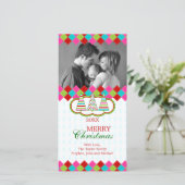 Farbenfrohe Weihnachtsfotos Feiertagskarte (Stehend Vorderseite)