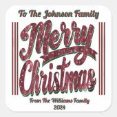 Farbenfrohe Weihnachtsfröhlichkeit! Quadratischer Aufkleber (Vorderseite)