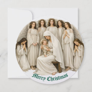 Farbenfrohe Weihnachtsgeburt Maria & Jesuskind Feiertagskarte