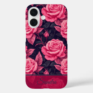 Farbenfrohe Weihnachtsgeschenk-Rosenblume Name iPhone 16 Hülle