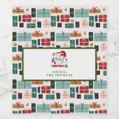 Farbenfrohe Weihnachtsgeschenkbox-Muster Weinetikett (Einzelnes Label)